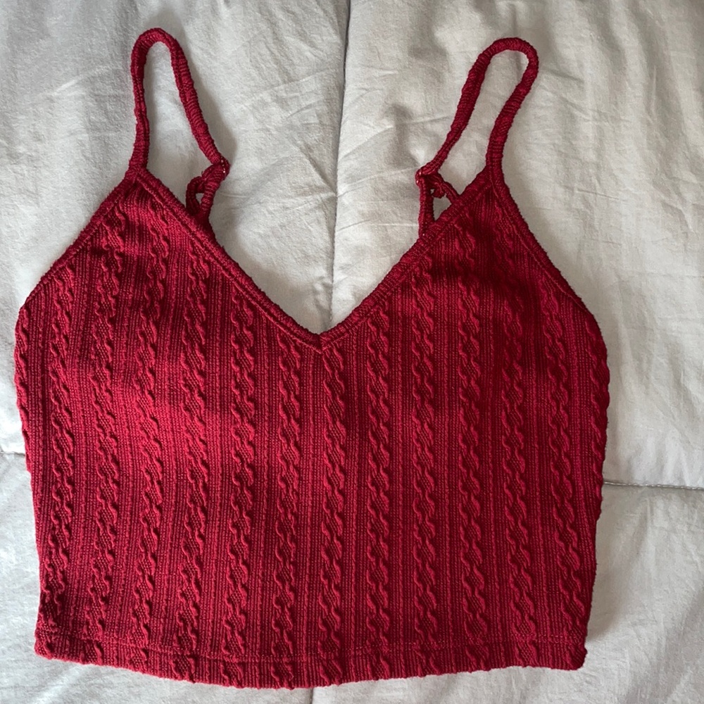 SHEIN Size Small Dark Red Cable Knit halter Crop Tank Top